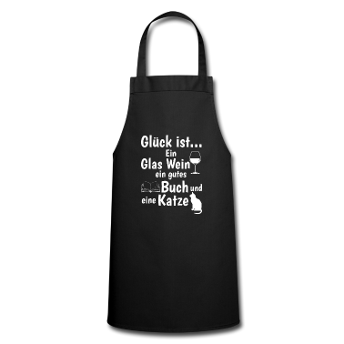 Katzen Sch&uuml;rze - Glück Wein Buch Katze Maine Coon Geschenk menkun