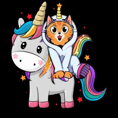 Motiv Katze auf Einhorn