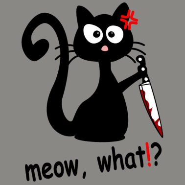 Motiv verrückte schwarze Katze mit Messer