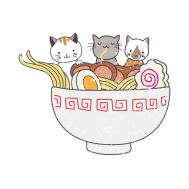 Motiv Ramen Suppe mit Katzen