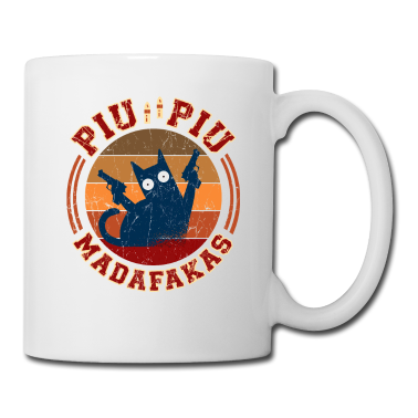 Katzen Tasse - Pew Pew Madafakas Crazy Katze mit Pistole Vintage