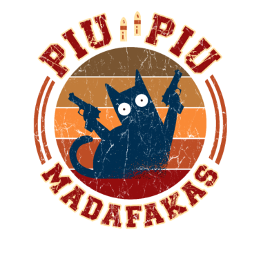 Motiv Pew Pew Madafakas Crazy Katze mit Pistole Vintage