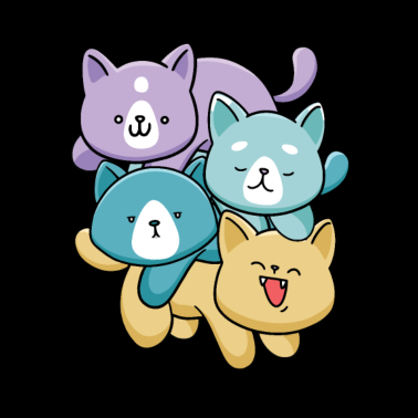 Motiv Kawaii Katze mit Kawaii Katzen Familie