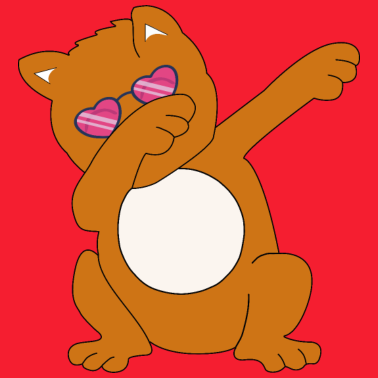 Motiv Dabbende Katze mit Herzenbrille