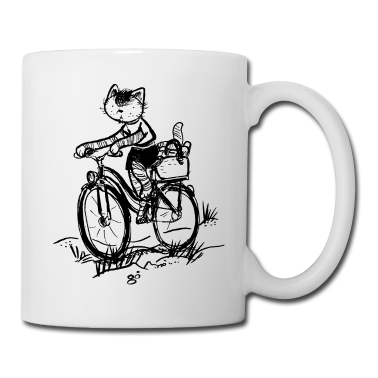 Katzen Tasse - Katze fährt Fahrrad