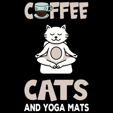 Motiv Kaffee Katzen und Yoga Spruch lustig Geschenk