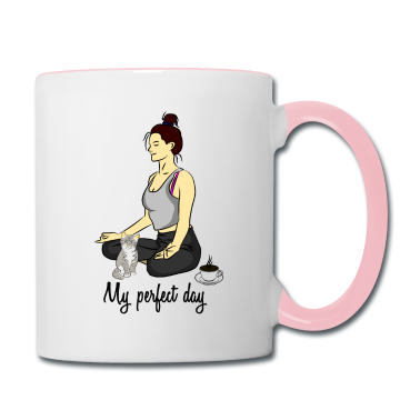 Katzen Tasse - My perfect day mit Yoga, Kätzchen u feinem Kaffee