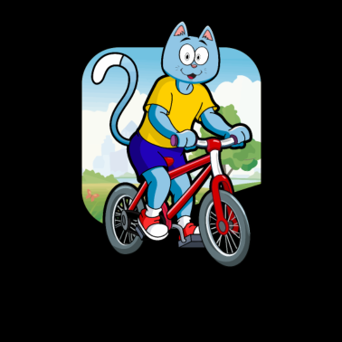Motiv Katze auf Fahrrad Radrennfahrer