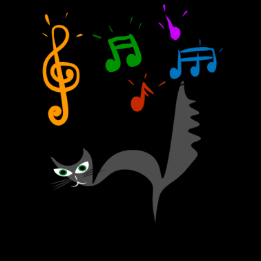 Motiv Katze mit bunten Musiknoten
