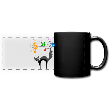Katzen Tasse - Katze mit bunten Musiknoten