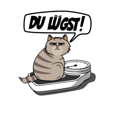 Motiv Lustige Dicke Katze auf Waage - Spruch: Du Lügst!