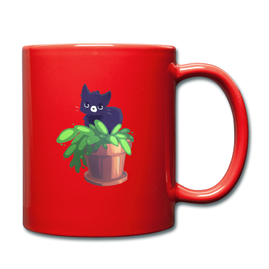 Katzen Tasse - Katze in einem Blumentopf.