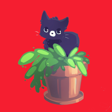 Motiv Katze in einem Blumentopf.