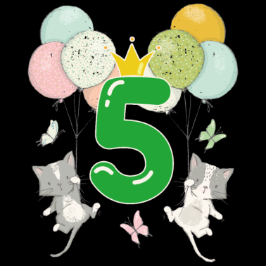 Motiv Geburtstag 5 Jahre Katze Krone Zahl Luftballons