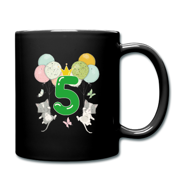 Katzen Tasse - Geburtstag 5 Jahre Katze Krone Zahl Luftballons