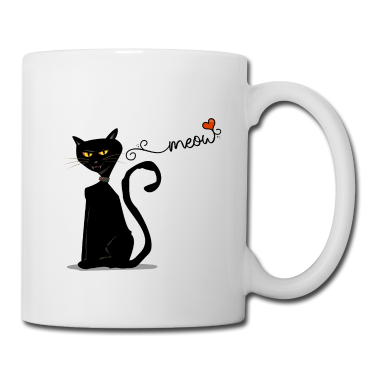Katzen Tasse - schwarze Katze meow mit Herz
