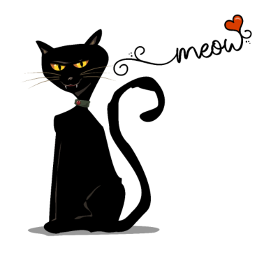 Motiv schwarze Katze meow mit Herz