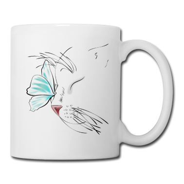 Katzen Tasse - Schmetterlingskuss