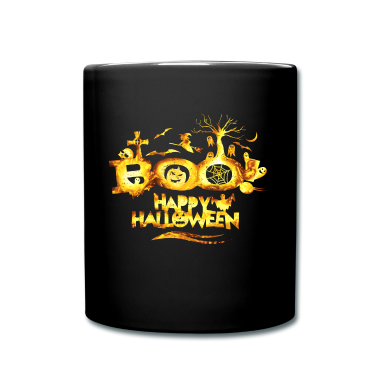 Katzen Tasse - Happy Halloween Boo Kürbis hexe Fledermaus Geister
