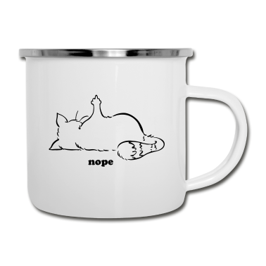 Katzen Emaille Tasse - Katze Mittelfinger Nein Nope lustig Stinkefinger