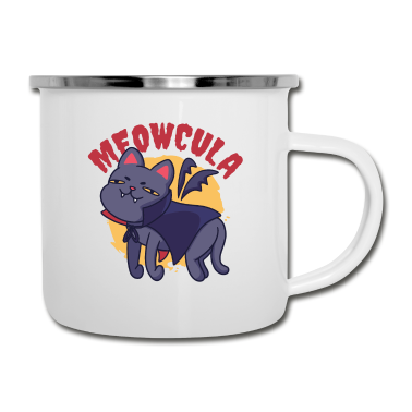 Katzen Emaille Tasse - Halloween Cat Katze
