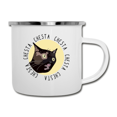 Katzen Emaille Tasse - Katze Chesta