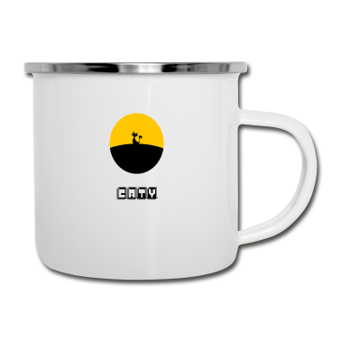 Katzen Emaille Tasse - Katze Katze