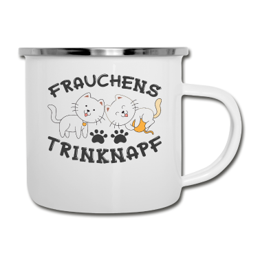 Katzen Emaille Tasse - Katze Cat Tasse Geschenk