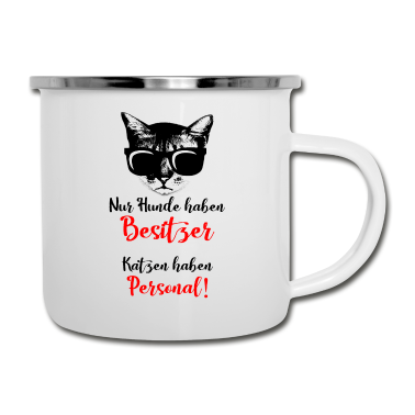 Katzen Emaille Tasse - Katze, Katzen