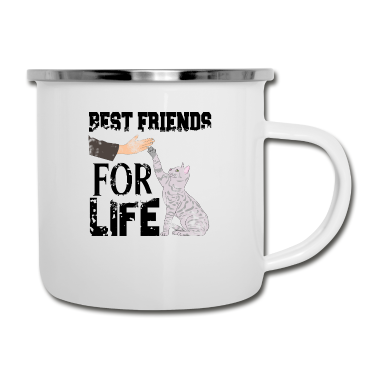 Katzen Emaille Tasse - Katze Katzen