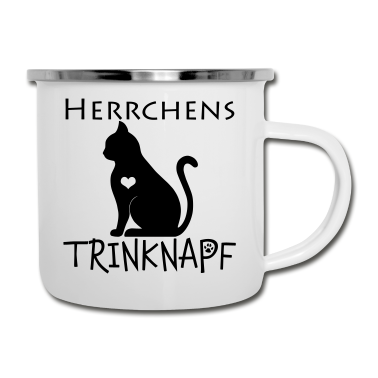 Katzen Emaille Tasse - Herrchens Trinknapf Katze Geschenkidee