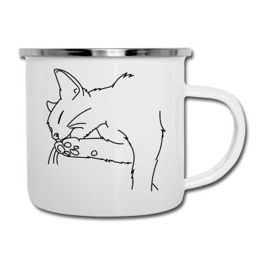 Katzen Emaille Tasse - Katze