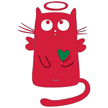 Motiv Katze als Engel mit Herz
