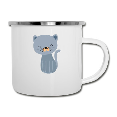 Katzen Emaille Tasse - Katze Katze Katze