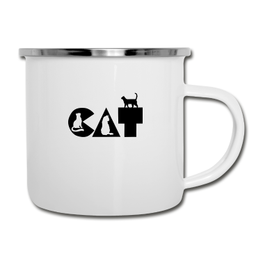 Katzen Emaille Tasse - Katze Katze Katze...Katzen überall