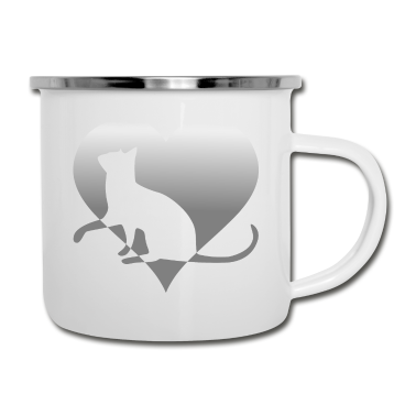 Katzen Emaille Tasse - Katze Katze Katze Katze Katze Katze Mieze