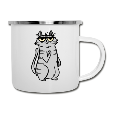 Katzen Emaille Tasse - Katze Katzen