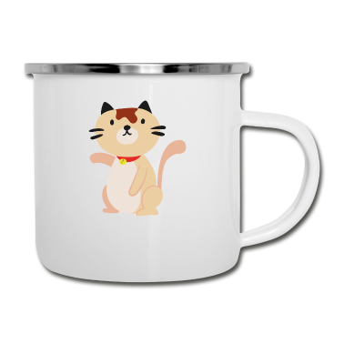 Katzen Emaille Tasse - Katze katze