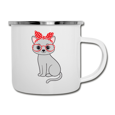 Katzen Emaille Tasse - Katze Katzen