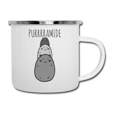 Katzen Emaille Tasse - Katze Katzen