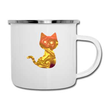 Katzen Emaille Tasse - Katze Katze