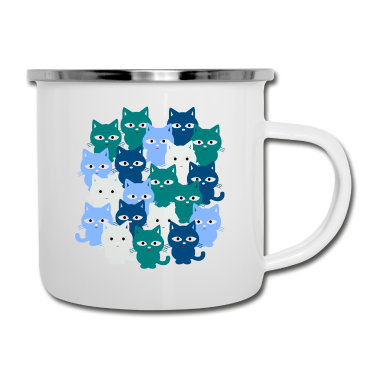 Katzen Emaille Tasse - Katzen, Katzen, Katzen
