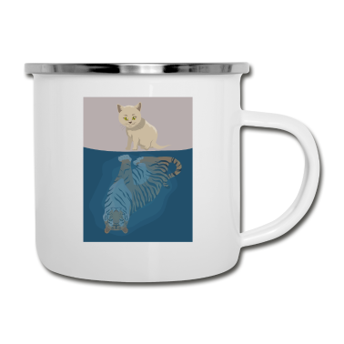 Katzen Emaille Tasse - Katzen Katze