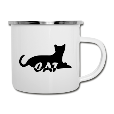 Katzen Emaille Tasse - Katze Katze Katze Katze Katze Katze Katze Mieze