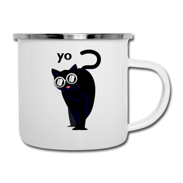 Katzen Emaille Tasse - Katze Katzen