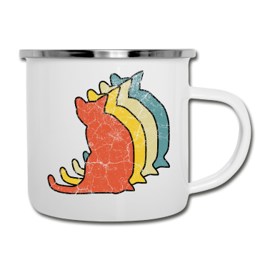 Katzen Emaille Tasse - Katze Katzen