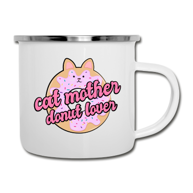 Katzen Emaille Tasse - Katze Katzen