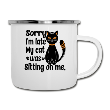 Katzen Emaille Tasse - Katze Katzen