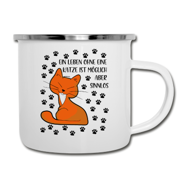 Katzen Emaille Tasse - KATZE - KATZE - KATZE - KATZE