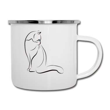 Katzen Emaille Tasse - Katze Katzen